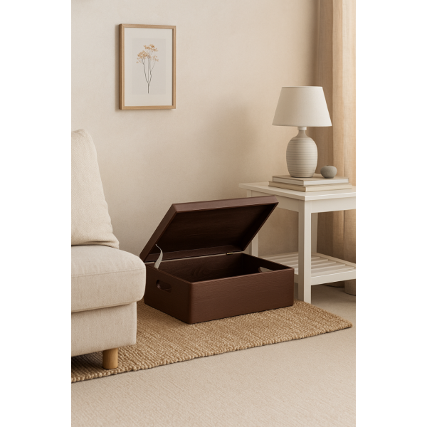 Skrzynka drewniana z deklem 40x30x13,5 cm Brązowa