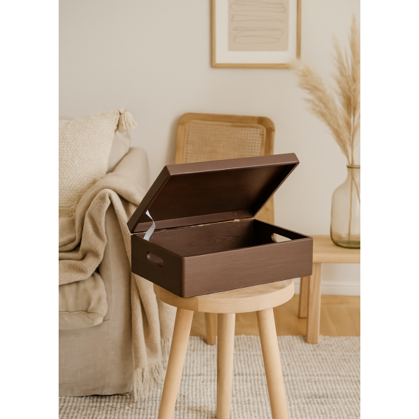 Skrzynka drewniana z deklem 40x30x13,5 cm Brązowa