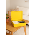 Skrzynka drewniana z deklem 40x30x13,5 cm Żółta