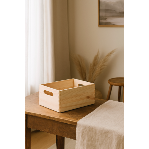 Drewniana skrzynka z uchwytami 30x20x13,5 cm