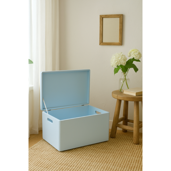 Drewniana skrzynka zamykana 40x30x23 cm Niebieska