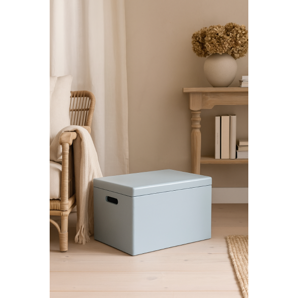 Drewniana skrzynka zamykana 40x30x23 cm Szara