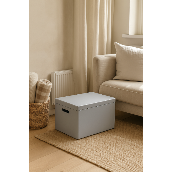 Drewniana skrzynka zamykana 40x30x23 cm Szara