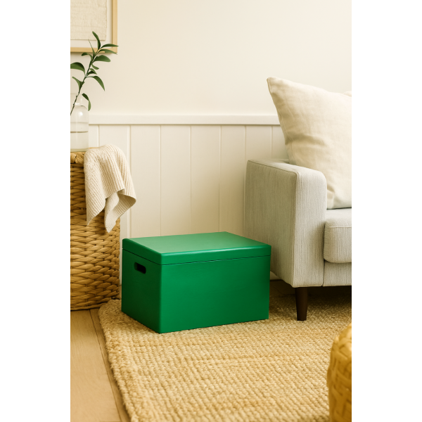 Drewniana skrzynka zamykana 40x30x23 cm Zielona