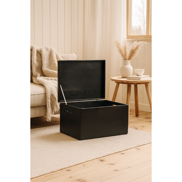 Drewniana skrzynka zamykana 40x30x23 cm Czarna