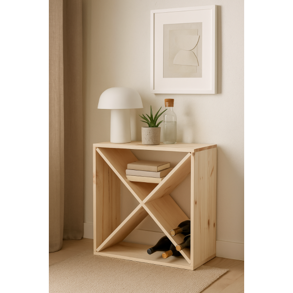 Regał drewniany na wino krzyżak 52x25x52 cm Regał drewniany na wino krzyżak 52x25x52 cm