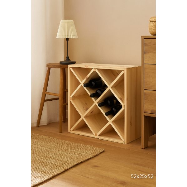 Regał drewniany na wino plaster miodu 52x25x52 cm