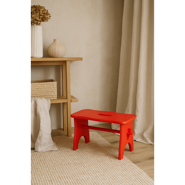 Stołek drewniany 38x19x21 cm Czerwony