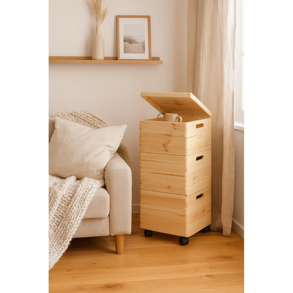 Trio Standard drewniane 39x30x74 cm – stojak z trzema skrzynkami