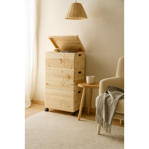 Trio z motywem drewniane 39x30x74 cm