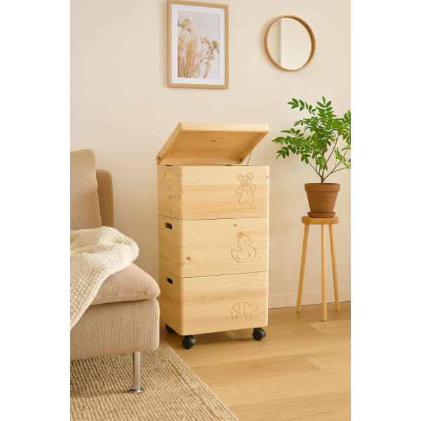 Trio z motywem drewniane 39x30x74 cm