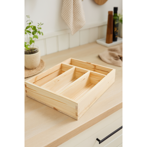 Skrzynka na sztućce drewniana 25x31x7 cm – organizer do szuflady