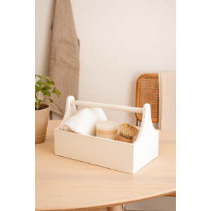 Drewniane nosidełko na narzędzia 34x18x20,5 cm – biały narzędziownik