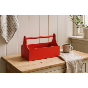 Drewniane nosidełko na narzędzia 34x18x20,5 cm – czerwony narzędziownik