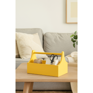 Drewniane nosidełko na narzędzia 34x18x20,5 cm –żółty narzędziownik