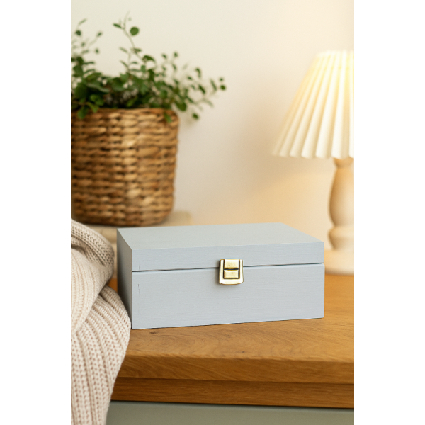 Herbaciarka drewniana 21x16x8,5 cm Szara Herbaciarka drewniana 21x16x8,5 cm Szara