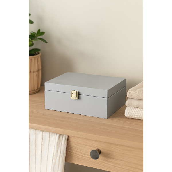 Herbaciarka drewniana 21x16x8,5 cm Szara Herbaciarka drewniana 21x16x8,5 cm Szara