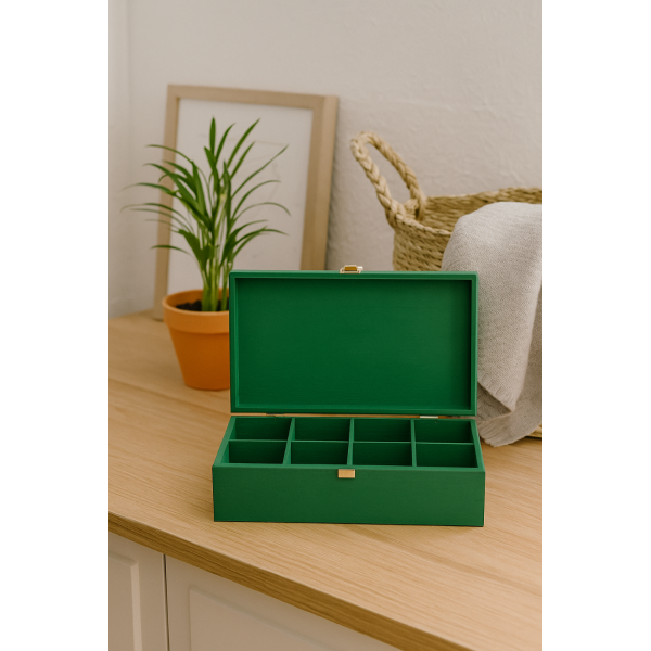 Herbaciarka drewniana 28x16x8,5 cm Zielona