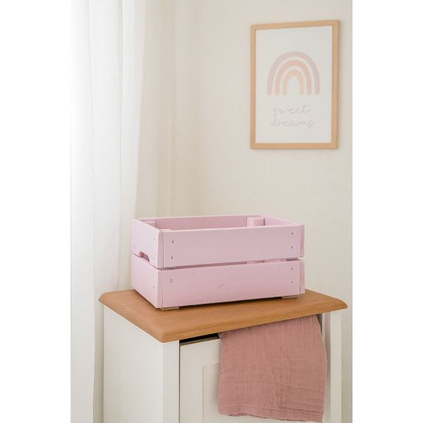 Skrzynka drewniana mała 31x23x15 cm Różowa