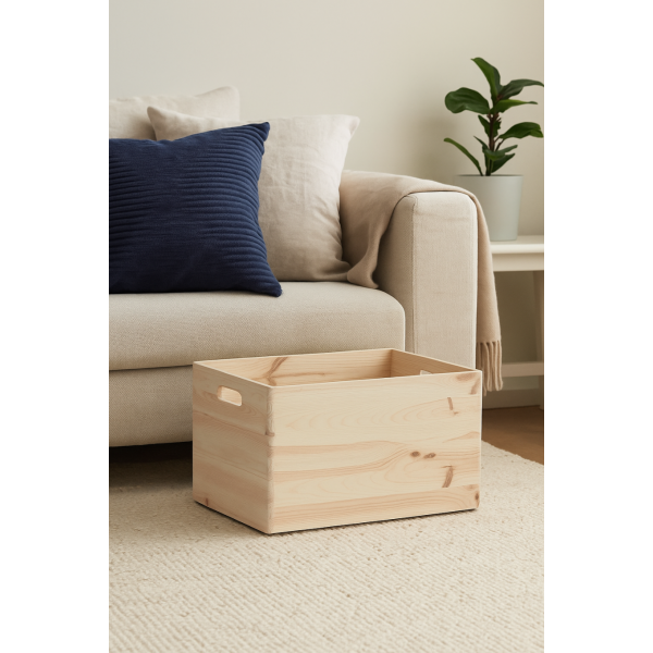 Skrzynka drewniana 40x30x23 cm  – pojemnik, organizer, naturalne drewno sosnowe