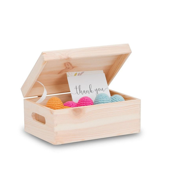 Skrzynka Drewniana z Wiekiem 30x20x13,5 cm | Naturalne Drewno Sosnowe | Pudełko z Pokrywą do Przechowywania