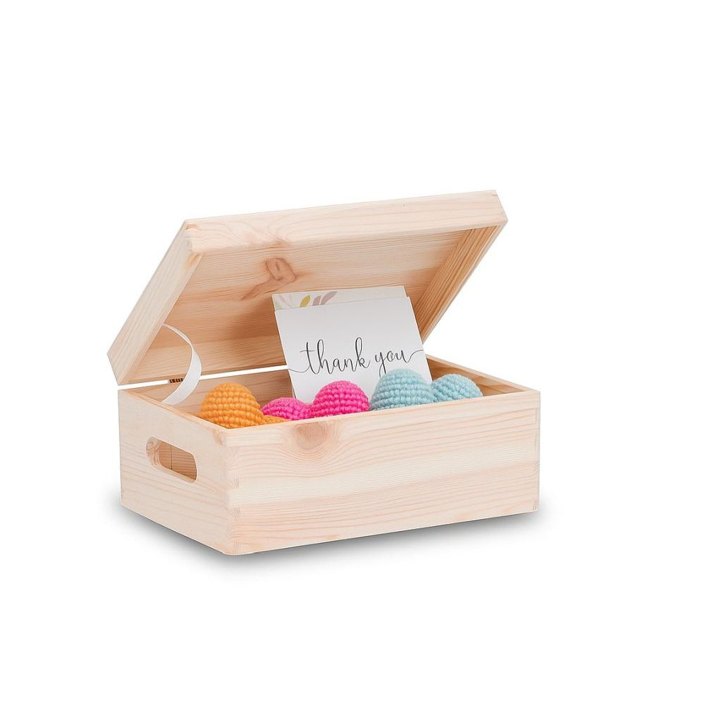 Skrzynka Drewniana z Wiekiem 30x20x13,5 cm | Naturalne Drewno Sosnowe | Pudełko z Pokrywą do Przechowywania