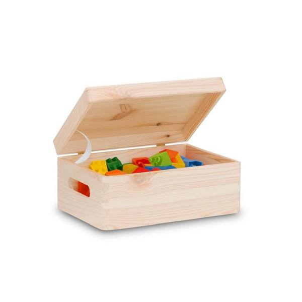 Skrzynka Drewniana z Wiekiem 30x20x13,5 cm | Naturalne Drewno Sosnowe | Pudełko z Pokrywą do Przechowywania