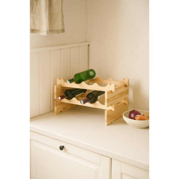 Stojak drewniany na butelki 2-poziomy 50x32x27 cm