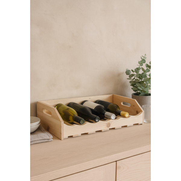 Regał drewniany na wino szuflada 60x30x15 cm