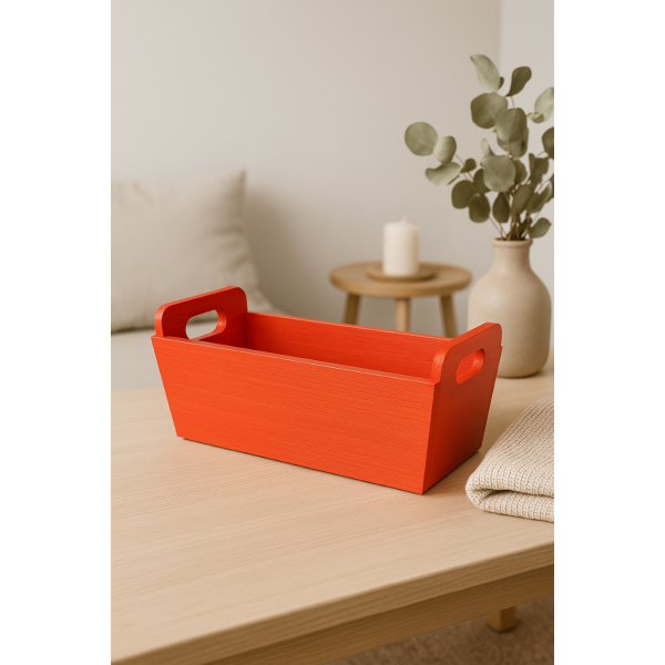 Doniczka drewniana 35x14,5x13 cm Czerwona