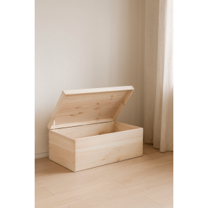 Skrzynka drewniana z deklem 60x40x23 cm bez uchwytów – duża skrzynia do przechowywania