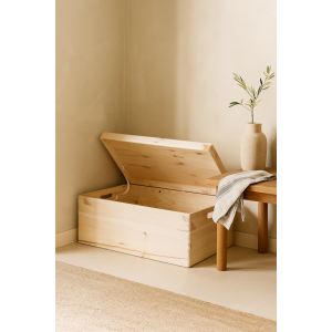 Skrzynka drewniana z deklem 60x40x23 cm z uchwytami– duża skrzynia do przechowywania