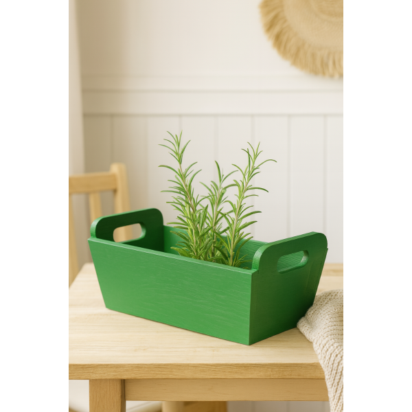 Doniczka drewniana 35x14,5x13 cm Zielona