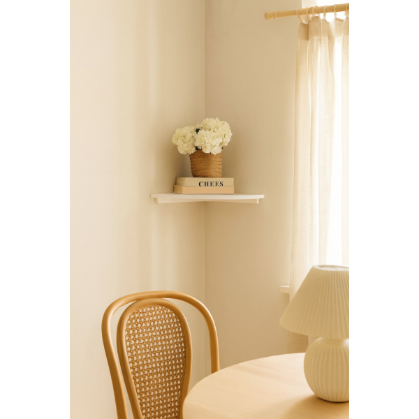 Półka drewniana narożna 40x40 cm biała