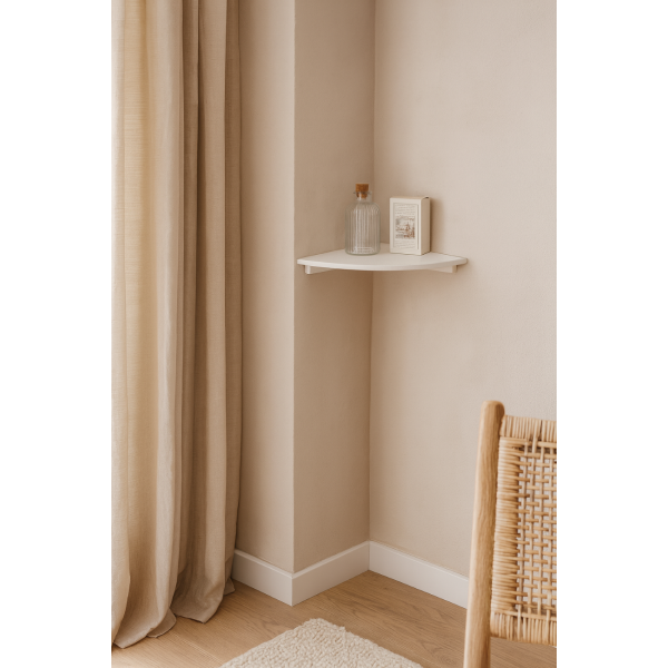 Półka drewniana narożna 40x40 cm biała