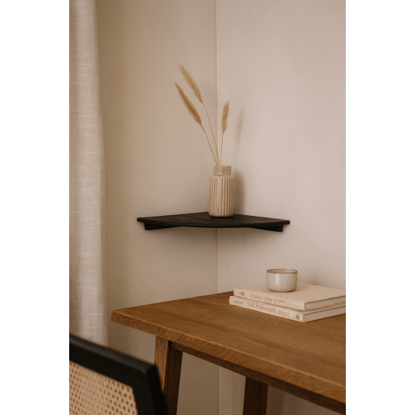 Półka drewniana narożna 40x40 cm czarna