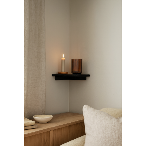 Półka drewniana narożna 22x22 cm czarna