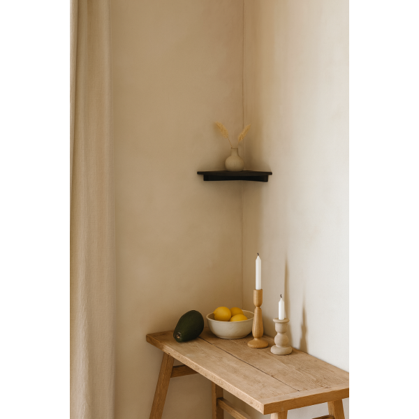 Półka drewniana narożna 30x30 cm czarna