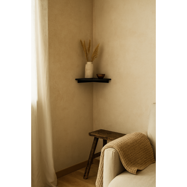 Półka drewniana narożna 30x30 cm czarna