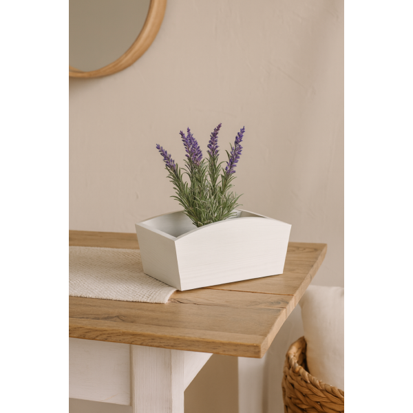 Doniczka drewniana 28x16x12cm Biała