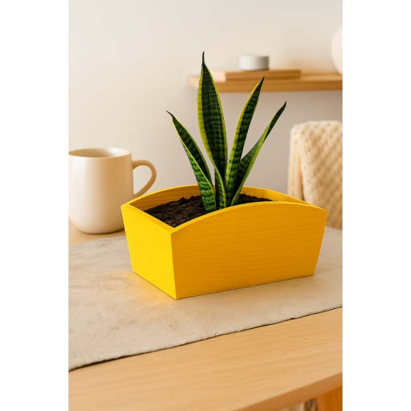 Doniczka drewniana 28x16x12 cm Żółta