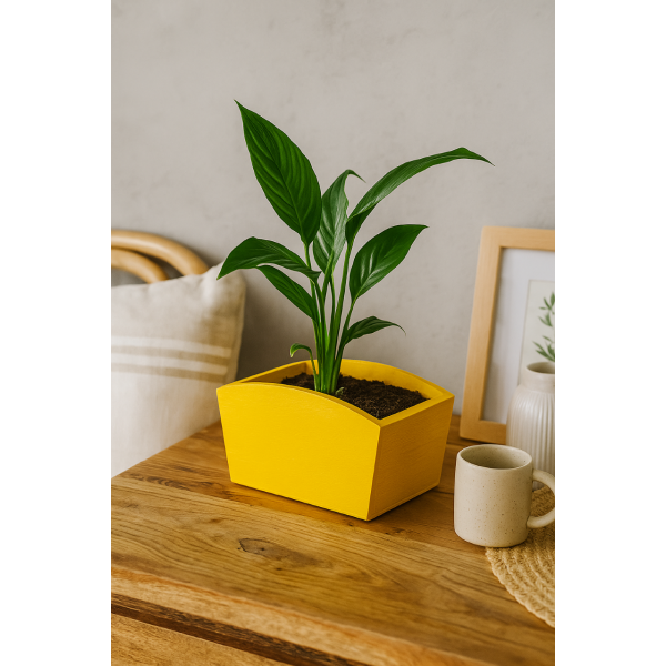 Doniczka drewniana 24x13x10,5 cm Żółta
