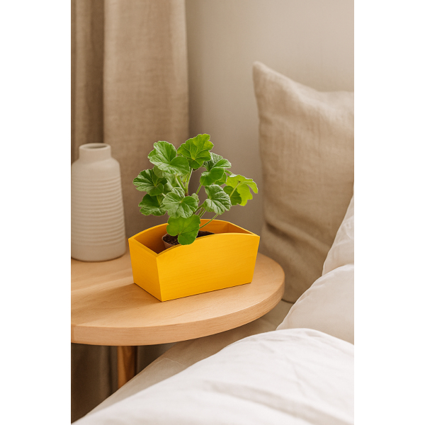 Doniczka drewniana 24x13x10,5 cm Żółta