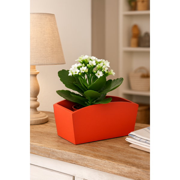 Doniczka drewniana 24x13x10,5 cm Czerwona