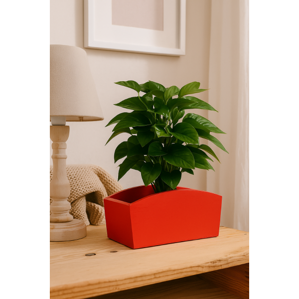 Doniczka drewniana 24x13x10,5 cm Czerwona