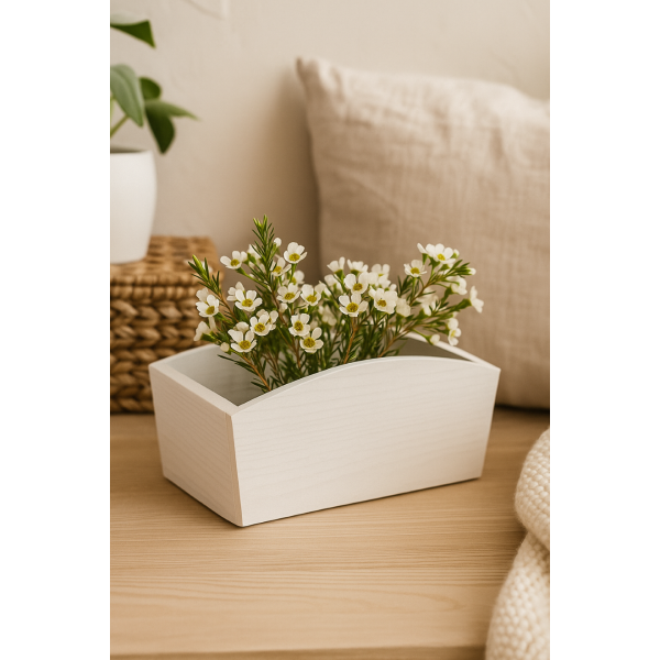 Doniczka drewniana 24x13x10,5 cm Biała