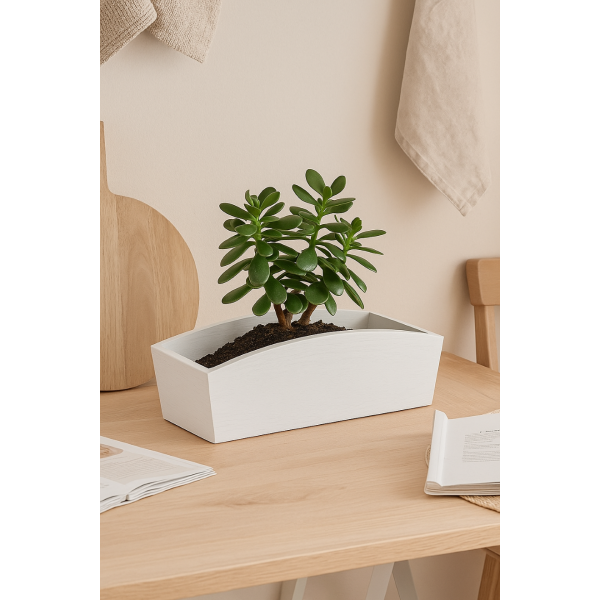 Doniczka drewniana 34x13x10 cm Biała