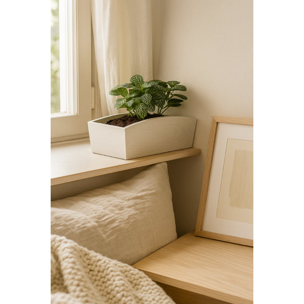 Doniczka drewniana 34x13x10 cm Biała