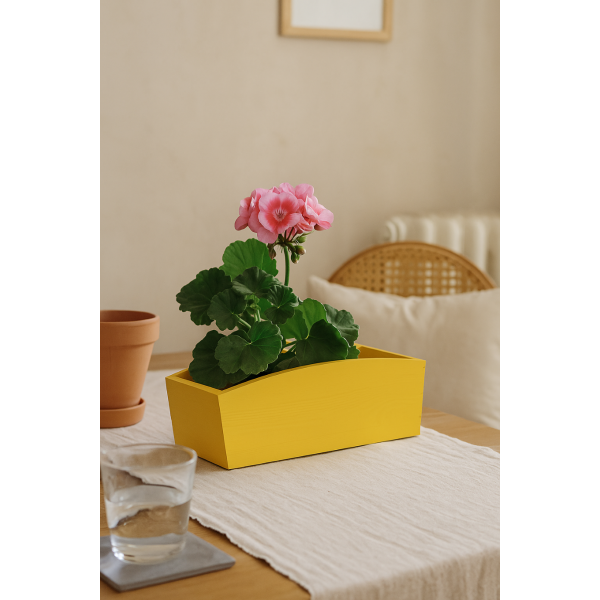 Doniczka drewniana 34x13x10 cm Żółta