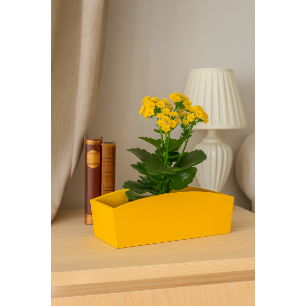 Doniczka drewniana 34x13x10 cm Żółta